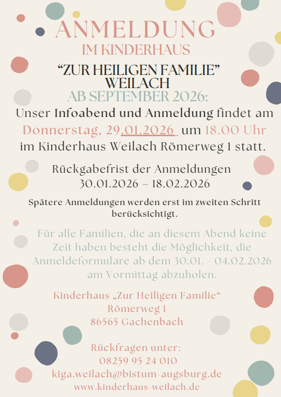 Anmeldung im Kinderhaus - 2026
